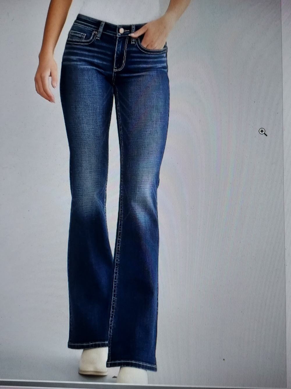BKE Dark Blue Stella Bootcut Slim Fit Low Rise Jeans w Contrast Stitching. 25/31